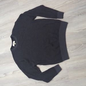 Turnbury extra fine merino wool black and gray waffle top sweatshirt crew neck